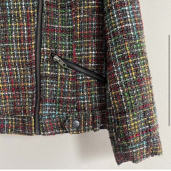 Coldwater Creek Shaped Petites Rainbow Tweed Moto Blazer Jacket - Picture 4 of 8